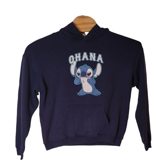Disney Stitch Ohana Hooded Sweatshirt Navy Blue Hoodie‎ Unisex Size Large - Picture 1 of 6